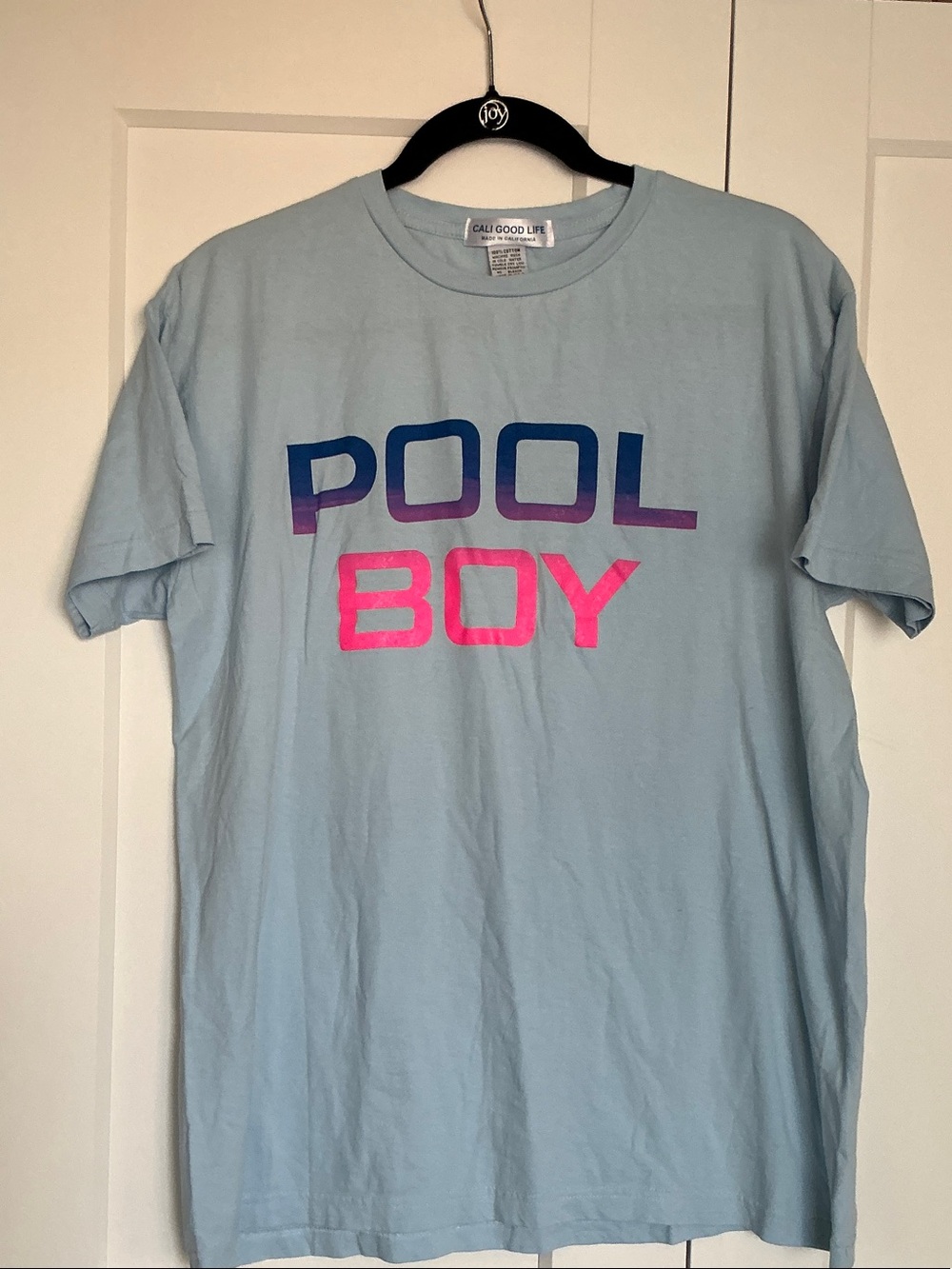 Men’s Light Blue "POOL BOY" Graphic Tee - Size L